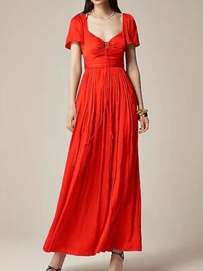 Collection flutter-sleeve maxi dress in luster georgette